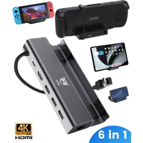Good2know Steam Deck Dock - Multifunctioneel Docking station voor valve Steam Deck console, switch, ipad - 6 in 1 - 4k hdmi - Ethernet - PD