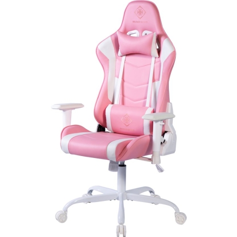 Deltaco Pink Line PCH80 - Gamestoel - Vegan Leer - Nek- en Rugkussen - Roze/Wit