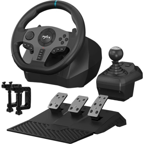 PXN - V9 - Race Stuur - Met Pedalen en Shifter - 270/900°- Game Stuur voor PS4 - Xbox One - PC - Xbox Series X|S - PS3 - Switch