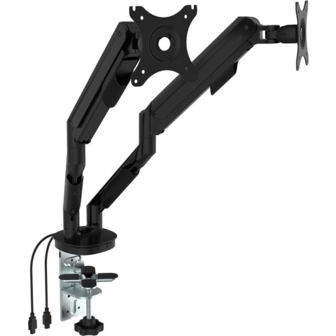 Dubbele monitorarm incl. USB poorten zwart