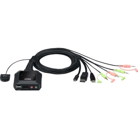 ATEN CS52DP 2-poorts USB C DP hybride kabel KVM switch