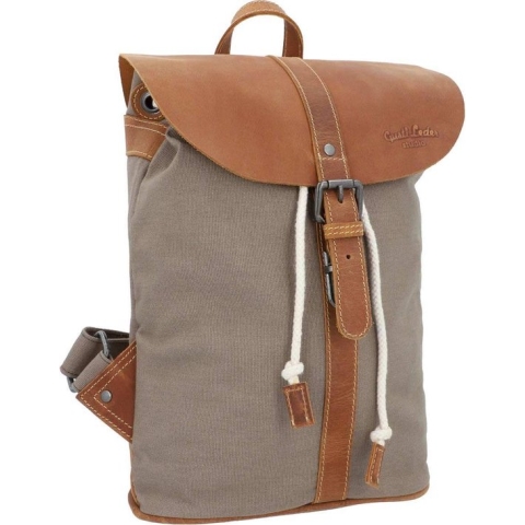 GUSTI Paula M rugzak groot cityrugzak daypack outdoorrugzak laptoptas khaki canvas en leer