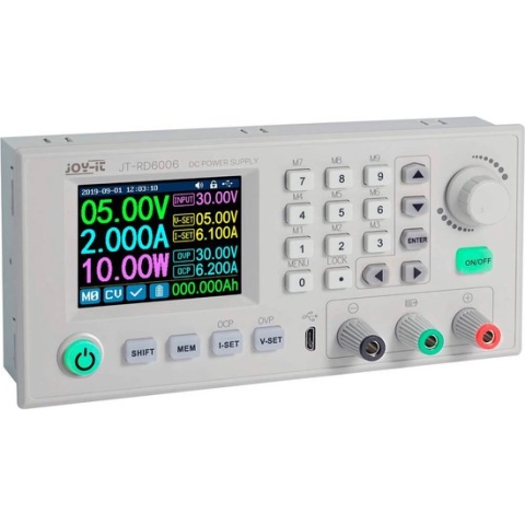 Joy-it RD6006 Labvoeding, regelbaar 0 - 60 V 0 mA - 6 A Op afstand bedienbaar, Programmeerbaar, Smal model Aantal uitga
