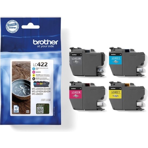 Inkcartridge brother lc-422val zwart 3 kleuren - 4 stuks