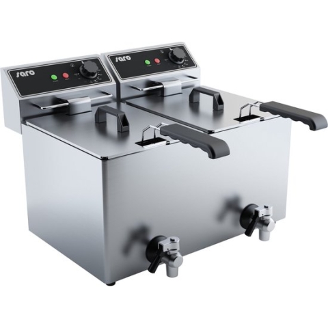 Saro Frituurpan - Dubbel - RVS - 2x8 Liter - 2x3kW - Model EF 88 443-6015 - Horeca
