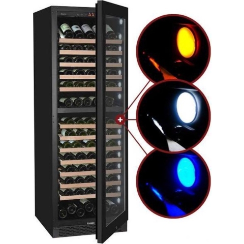 Toonzaalmodel PeVino NG 180 - Zwart Glazen Front - 2 zones - 150 Flessen - Greeploos
