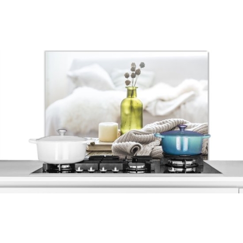 Spatscherm Keuken - Kookplaat Achterwand - Spatwand Fornuis - 90x60 cm - Decoratie - Trui - Stilleven - Aluminium - Wanddecoratie - Muurbeschermer - Hittebestendig