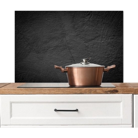 Spatscherm Keuken - Kookplaat Achterwand - Spatwand Fornuis - 100x65 cm - Beton - Zwart - Industrieel - Aluminium - Wanddecoratie - Muurbeschermer - Hittebestendig - Keuken decoratie aanrecht