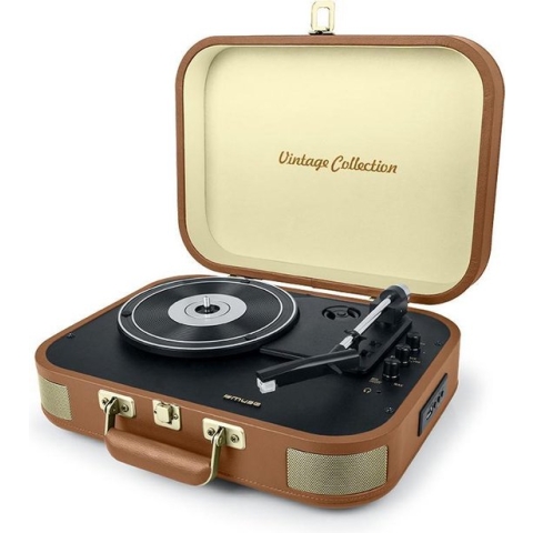 Muse MT-501ATC - Bluetooth retro kofferplatenspeler met encoding, bruin/goud