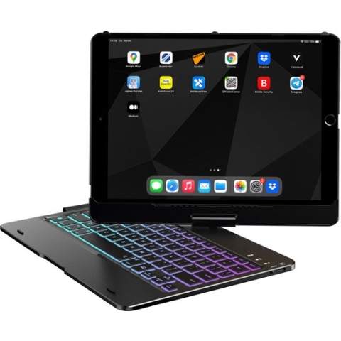 Accezz 360 Slim Keyboard Bookcase voor de iPad 10.2 (2019/2020/2021) / Air (2022/2020) / Pro 10.5 - Zwart