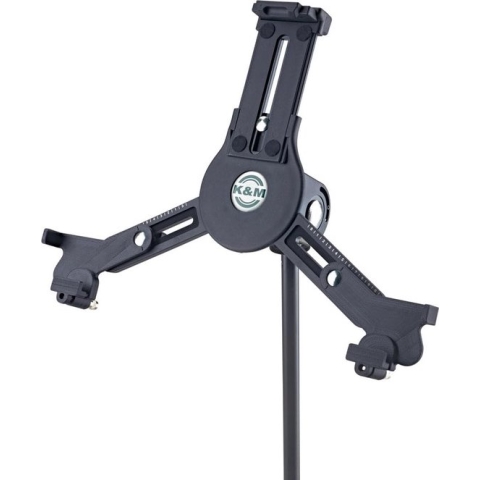 Tablet-PC-standaardhouder Zwart, Kunststof - Draaibare tabletbevestiging voor microfoonstandaards met 3/8" schroefdraad.