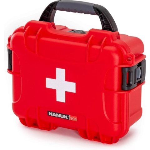 Nanuk 904 Case 904 empty – w/First Aid Logo - Red