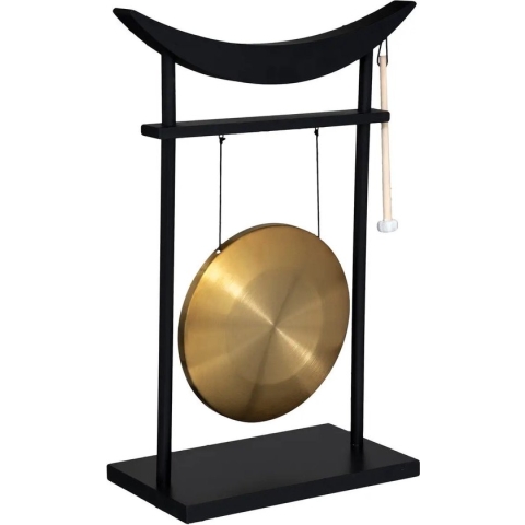 Aziatische drank gong - zwart/goud - hout/metaal - 48 x 69 cm - Drankspelletjes