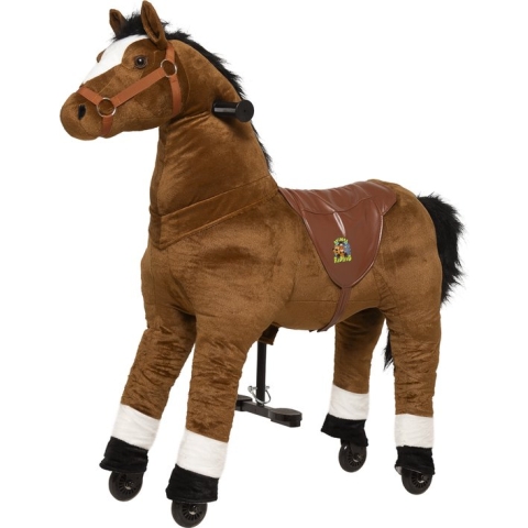 Animal Riding Paard Amadeus Bruin Medium / Large - Rijdend paardenspeelgoed - Paardenspeelgoed - Speelgoed vanaf 3 jaar - Zadelhoogte 68 CM- Verstelbaar pedaal 3 standen - Afneembaar zadel