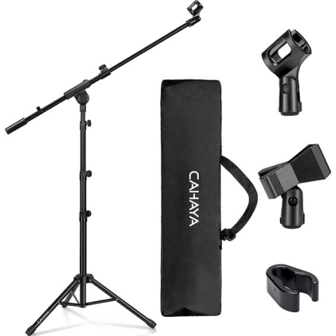 2-in-1 dual-use microfoonstandaard met galgen, met draagbare tas en twee microfoonclips, geschikt voor podiumbijeenkomsten, live-taal enz