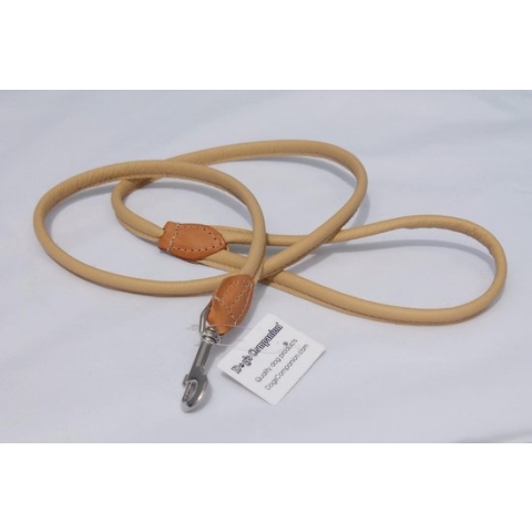 Dog's Companion - Leren riemen (rond) - Lengte: 180cm (12 mm), Kleur: Naturel