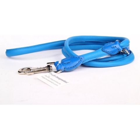 Dog's Companion - Leren politielijn, 220cm - Lengte: 220cm (12 mm), Kleur: Blauw