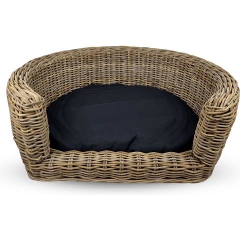 Topmast Palermo - Luxe Rieten Hondenmand - Met Zwarte Hondenkussen - 68 x 57 x 33 cm - Hondenbed