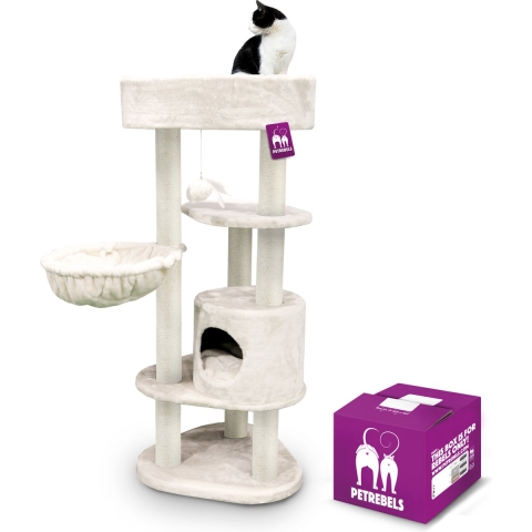 Petrebels Charlotte 134 krabpaal - Creme - 134 cm - met hangmat