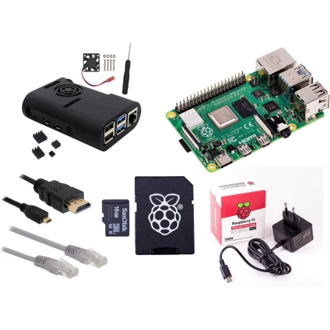Raspberry Pi 4 - 8Gb - Fan kit - 2019 - incl. heatsinks, ventilator, 16Gb SD-kaart en 3A voeding