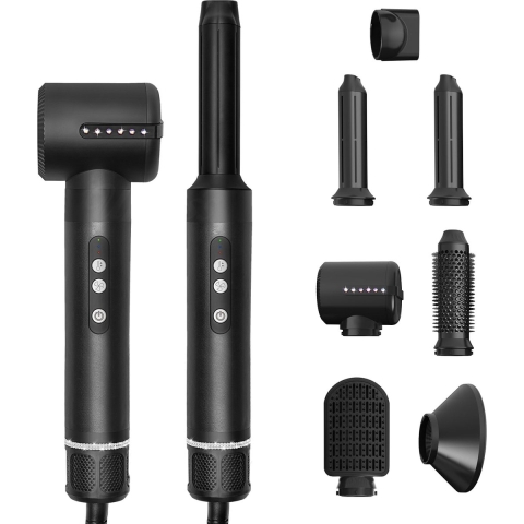 Vilolux® - Hairwrap - 7 in 1 - Airstyler - Multistyler - Opbergdoos - Föhn met Diffuser - Krulborstel - Krultang - Haardroger - Föhnborstel - Stijltang - 110.000RPM - 1400W - Zwart