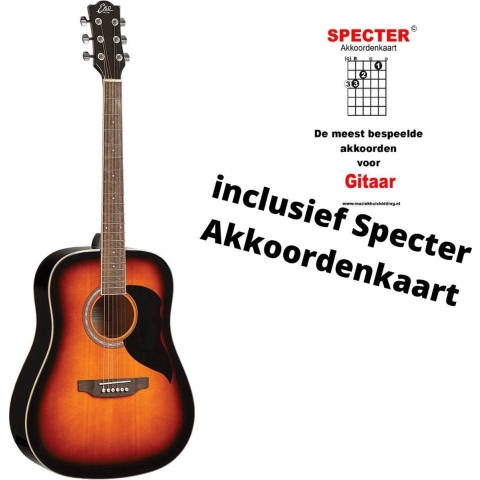 Eko Akoestische Gitaar 4/4 Met Specter Akkoordenkaart | Ook ideaal voor een Kind