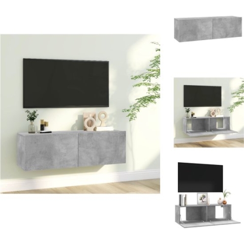 vidaXL TV-meubel - Televisiekast - 100 x 30 x 30 cm - Betongrijs - Neerklapbare deuren