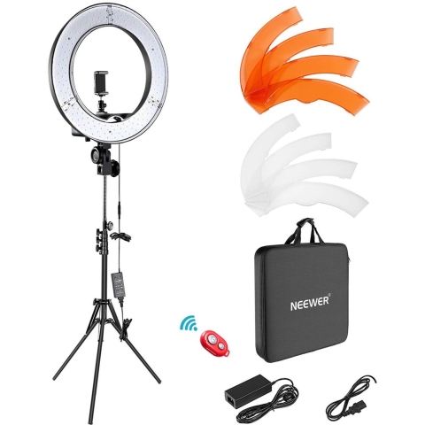 Neewer® - Ringlamplichtset 18 inch/48 inch buiten - 55W 5500K Dimbare LED Ringlichtlampstatief - Bluetooth-ontvanger voor YouTube TikTok Zelfportret van video-opname