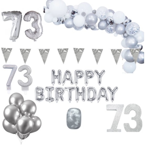 73 jaar Verjaardag Versiering Pakket Zilver XL