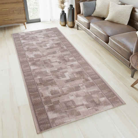 Tapiso Antislip Rubber Mat Licht Beige Grijs Klassiek Rubbermat Tapijt Maat- 80x1250