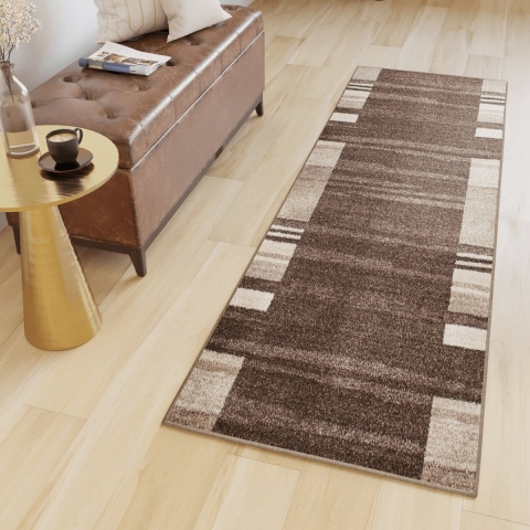 Tapiso Sari Tapijt Loper Bruin Woonkamer Rug Vloerkleed Maat- 90x300