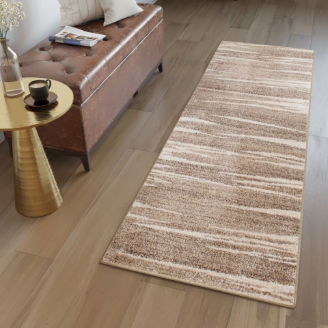 Tapiso Sari Tapijt Loper Beige Bruin Woonkamer Gang Vloerkleed Maat- 80x150