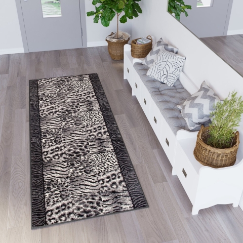 Tapiso Dream Tapijt Loper Gangloper Dierenprint Grijs Maat-  100x450