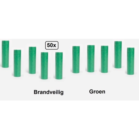 50x Papier rollen serpentines groen - BRANDVEILIG - Carnaval festival optocht feest party serpentine