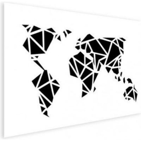 Wereldkaart Geometrische Vakken - Poster 100x50