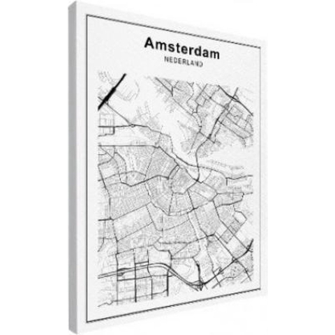 Stadskaart Amsterdam - Canvas 60x80