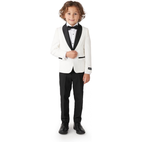 OppoSuits Pearly White - Jongens Tuxedo - Chique - Maat: 8 jaar