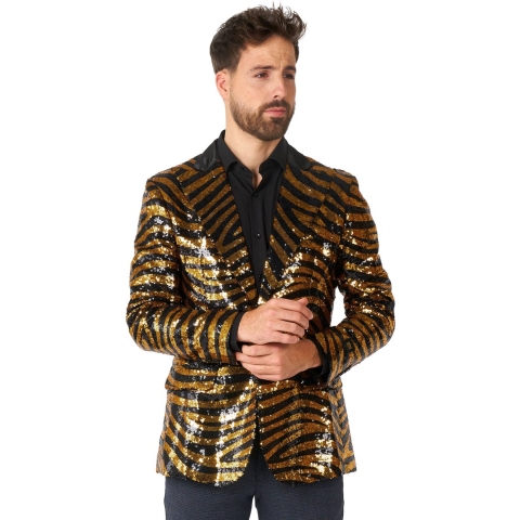 OppoSuits Tiger Royale - Heren Blazer - Glimmende Outfit - Goud - Maat EU 52