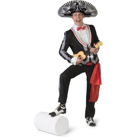 Funny Fashion - Spaans & Mexicaans Kostuum - Maximo Mexicaanse Mariachi Muzikant - Man - Zwart - Maat 52-54 - Carnavalskleding - Verkleedkleding