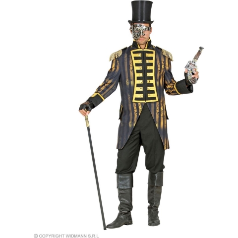 Widmann - Steampunk Kostuum - Tijdloze Parade Jas Steampunk Man - Geel, Zwart - XL - Halloween - Verkleedkleding