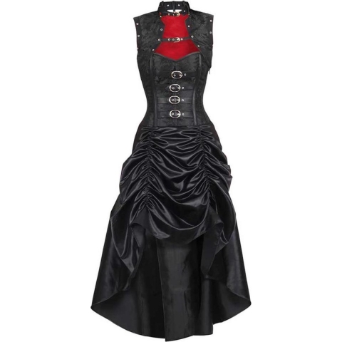 Attitude Corsets Lange korset jurk -S- Steampunk Zwart