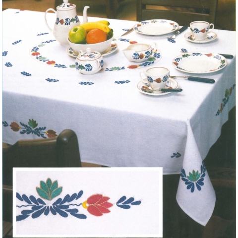 Tafellaken boerenbont borduurpakket platsteek, 130x160 cm