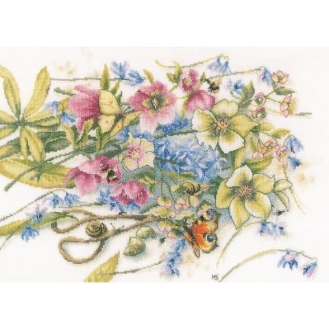 Borduurpakket Helleborus en Vlinders - Marjolein Bastin (Lanarte)
