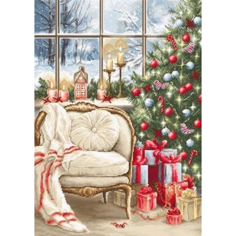 Luca-s borduurpakket kerstboom voor het raam om te borduren b599