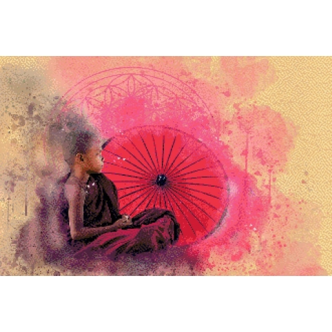 MyHobby Borduurpakket –  Meditatie jongen 60×40 cm - Aida stof 5,5 kruisjes/cm (14 count)