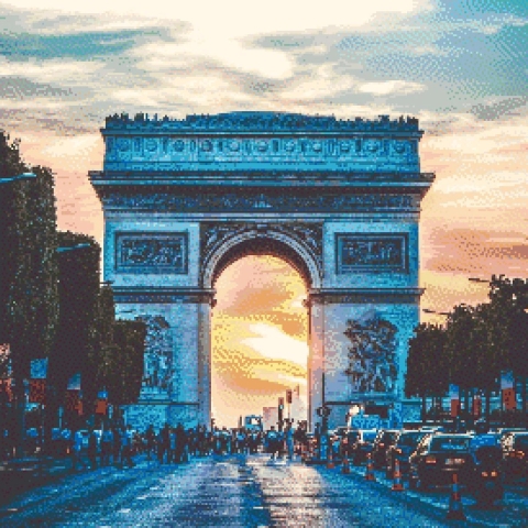 MyHobby Borduurpakket – Arc de Triomphe Parijs 50×50 cm - Aida stof 5,5 kruisjes/cm (14 count)
