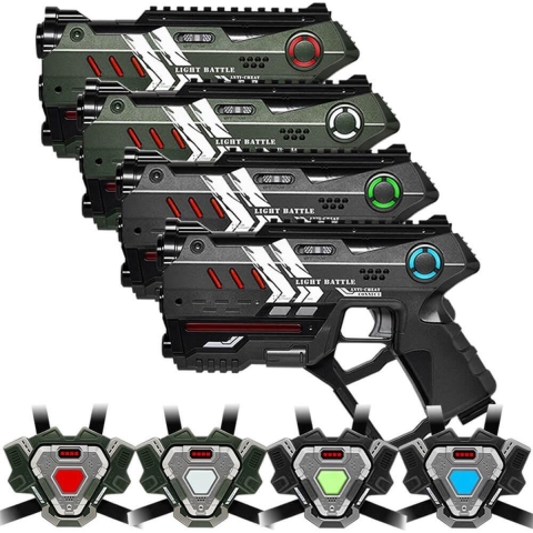 Light Battle Connect lasergame set - 4 Laserguns + 4 lasergame vesten - Laser game set met beveiliging tegen valsspelen! - 4 spelers