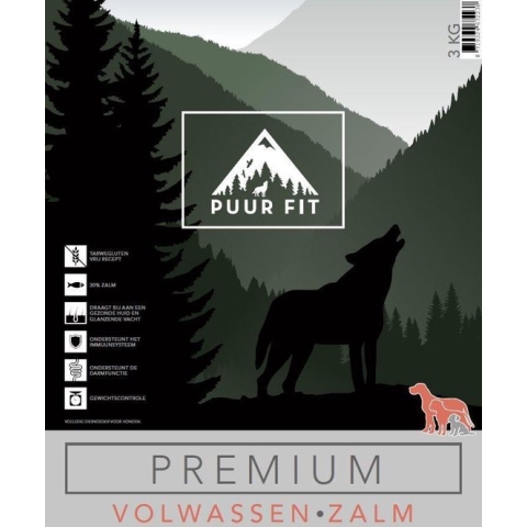 Puur Fit Premium - Hondenvoer - Volwassen Middel en Groot Zalm - 12 kilo