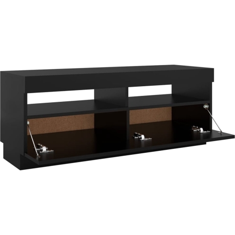 vidaXL TV-meubel - LED-verlichting - Zwart - Bewerkt hout - 100x35x40 cm - USB-aansluiting