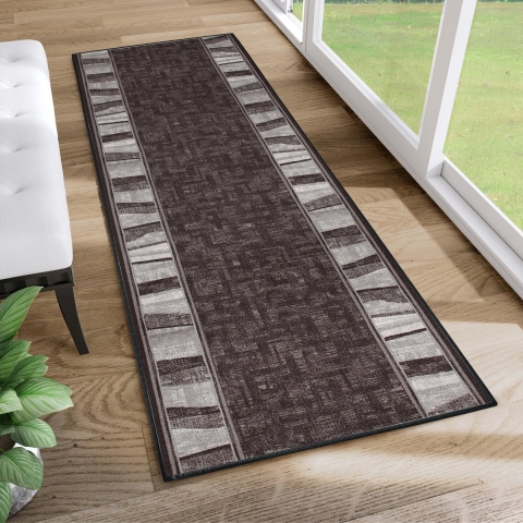 Tapiso Antislip Rubber Vloerkleed Antraciet Gang Rubbermat Tapijt Maat- 80x900